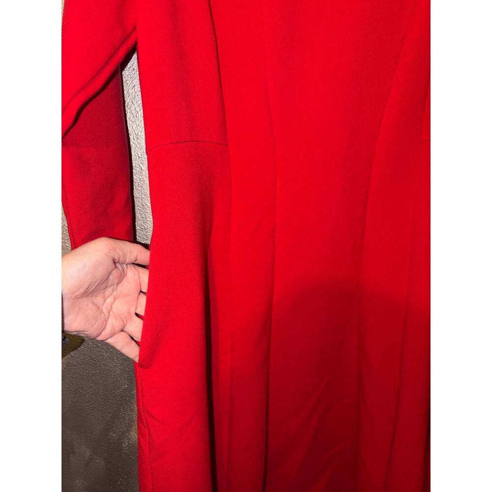 Ann Taylor Red V Neck Dress Side Pockets Women’s 16T Preppy Professional - Picture 6 of 9